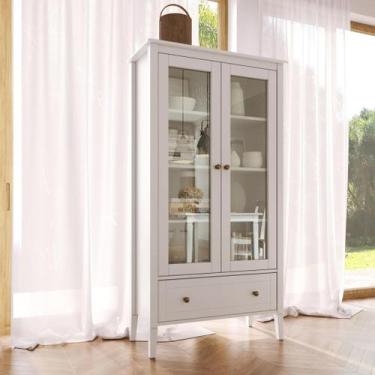 Imagem de Cristaleira 2 Portas com Vidro 1 Gaveta Vogue Branco - P&C ArteMobili