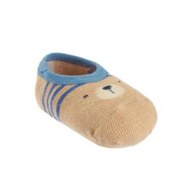 Imagem de Meia Sapatilha Bebê Antiderrapante Pimpolho, Bege, Urso, 16-20