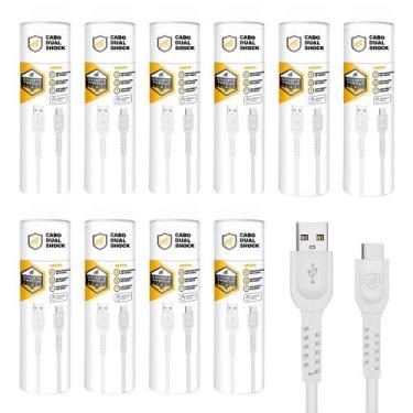 Imagem de Cabo Dual Shock Tipo C / USB A - Branco - 1,2m - no Atacado - Caixa Fe