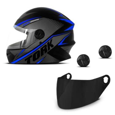 Imagem de Capacete Pro Tork R8 + Viseira Fumê + Parafuso, AZUL, 58