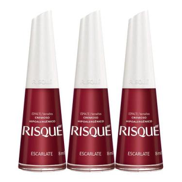 Imagem de Kit 3 Esmalte Risqué Cremoso Escarlate 8ml