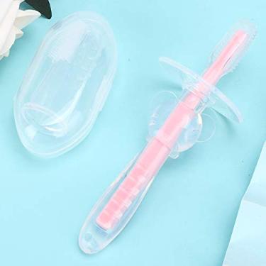 Imagem de Escova de dentes infantil, escovas de dentes, escova de dentes de silicone para bebês (rosa)