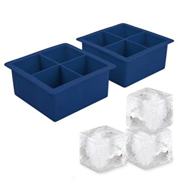 Imagem de Tovolo Elements XL Conjunto de 2 bandejas de silicone, cubos de gelo extra grandes para uísque, bourbon, coquetéis e muito mais, livre de BPA e lavável na máquina de lavar louça, mirtilo