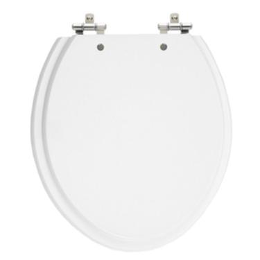 Imagem de Assento Sanitário Convencional Oval Branco Tampa Para Vaso Em Madeira Laqueada