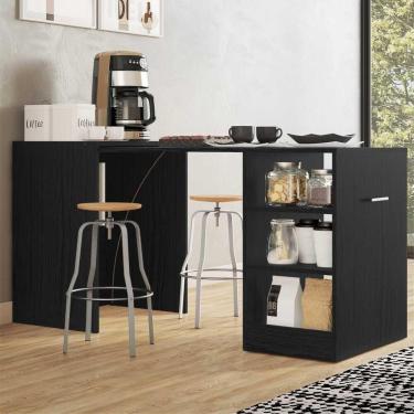 Imagem de Aparador com Mesa Dobrável Cantinho do Café Ibiza Multimóveis Preto