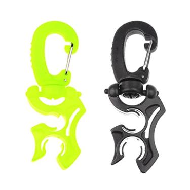 Imagem de CUTICATE Suporte de mangueira de regulador duplo de mergulho mergulhador 2 unidades, protetor de retenção de mangueira de polvo com clipe rotativo e dobrável - preto e amarelo