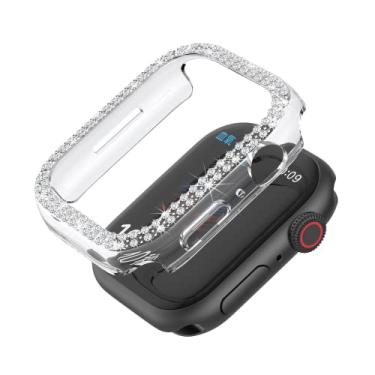 Imagem de Compatível com Apple Watch Case Series 7 6 5 4 3 2 1 SE para Iwatch 38 40 41 42 44 45 MM Fashion Luxuoso Brilhante Diamante PC Capa Protetora (41 MM, Transparente)