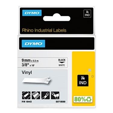 Imagem de DYMO 18443 Etiquetas de vinil de 9,5 mm para rinoceronte - Branco, DYMO Authentic