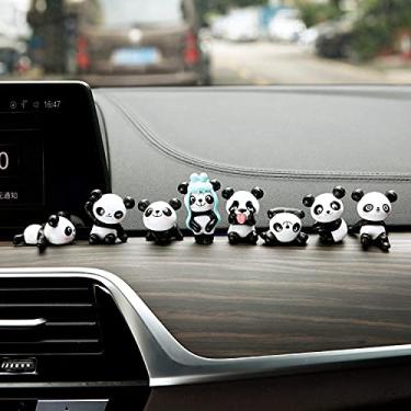 Imagem de YGMONER 8 peças mini estatueta decoração de painel de carro bonito decoração interior de carro topo de bolo (Panda)