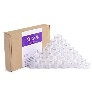 Imagem de Recipiente de amostras de cosméticos de plástico vazio de 5 gramas para maquiagem, sombra, unhas, pó, pedras, contas, joias, potes pequenos e transparentes com tampa, clear, 60PC