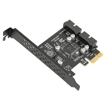 Imagem de Placa PCIe para USB 3.2 GEN1, placa de expansão frontal GEN1 de 5 Gbps USB3.2, placa de expansão PCI Express, placa riser de conector 19PIN de porta dupla para 7 8 10 11 e(19PIN Quadro Negro)