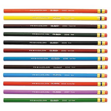 Imagem de Prismacolor 20516 Lápis De Madeira Coloridos Col-Erase Com Borracha 12 Cores/Conjunto 12 Unidades (Pacote Com 1) Sortido