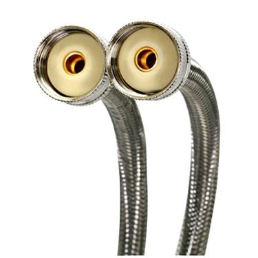 Imagem de Fluidmaster 9WM60P2 Conector da máquina de lavar pacote com 2, aço inoxidável trançado - 3/4 conexão da mangueira x 3/4 conexão da mangueira, comprimento 152 cm