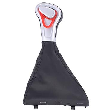 Imagem de NewYall Botão de câmbio automático cromado com polaina de couro à prova de poeira