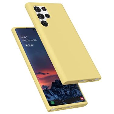 Imagem de E Segoi Capa para Samsung Galaxy S22 Ultra, capa de borracha de gel de silicone líquido à prova de choque, almofada de forro de microfibra macia compatível com Galaxy S22 Ultra 5G 6,8 polegadas (Amarelo)
