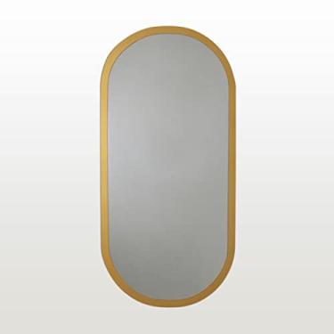 Imagem de Espelho Oval Decorativo Laqueado para Sala 90x45cm - Dourado