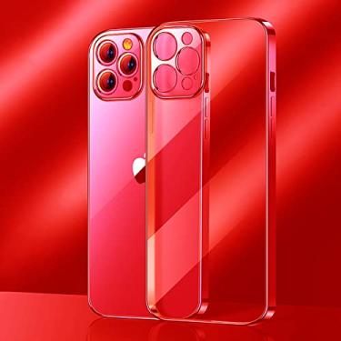 Imagem de Capa de telefone quadrada transparente para iphone 13 14 11 12 pro xs max mini x xr 7 8 plus se 2020 2022 capa macia tpu, vermelha, para iphone13 pro