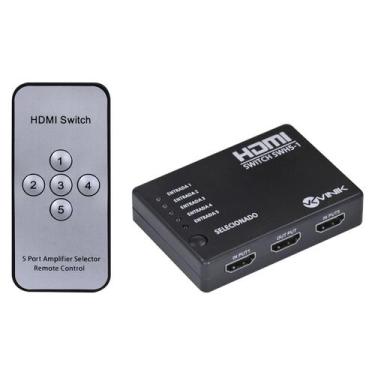 Imagem de Switch Hdmi 5 Entradas 1 Saida 1.3V Com Suporte 3D E 1080P - Swh5-1 -