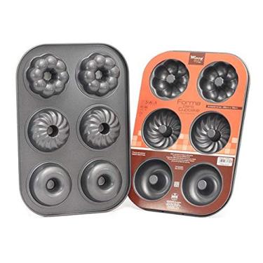 Imagem de Kopeck Forma Retangular de Aço Carbono para Cupcakes com 6 Cavidades 26,5x18,5cm Grafite