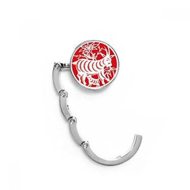 Imagem de Gancho de mesa de arte do zodíaco chinês, corte de papel, gancho de mesa com fecho decorativo, gancho dobrável