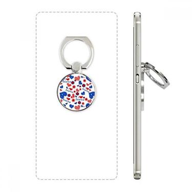 Imagem de Suporte de anel de telefone com estampa de coração e flor de coração dos EUA com laço ajustável