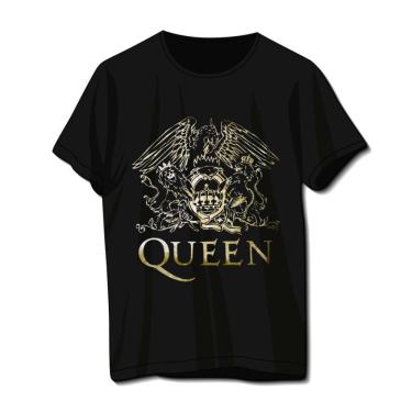 Imagem de Camiseta Queen Dourado Preta Banda De Rock Unissex