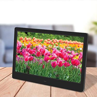 Imagem de Moldura Digital de 15,4, Moldura de Foto de Tela Larga HD álbum Eletrônico Suporte de Relógio/calendário U Disco/cartão de Memória para Amigos/criança (Preto Plugue EUA 100‑240 V)