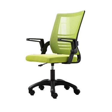 Imagem de Cadeira de escritório, cadeira de trabalho giratória para computador de escritório com malha traseira média, cadeira executiva ergonômica com apoios de braços (cor: verde) Practical