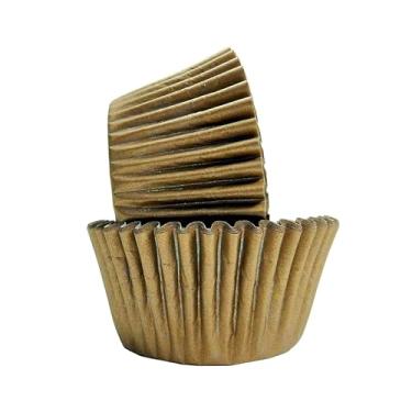Imagem de Regency Wraps Copos de cozimento de grau profissional à prova de graxa, pacote com 40, forros padrão, fosco dourado, para cupcakes, muffins, doces, antiaderentes