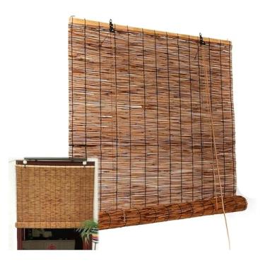 Imagem de Persianas de bambu 70% cortina de palheta para janela de jardim interno e externo filtra suavemente a luz no cômodo, cortinas decorativas retrô tela de privacidade de bambu (tamanho: 70 x 175 cm (28 x