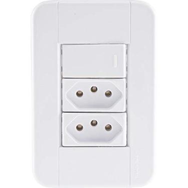 Imagem de Conjunto 4x2 com 1 Interruptor Simples 10 A 250 V e 2 Tomadas 2p+t 20 A 250 V Tramontina Tablet Branco