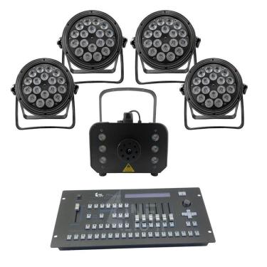 Imagem de Kit 4 Par Led Slim + Máquina De Fumaça 1200W + Mesa Pilot