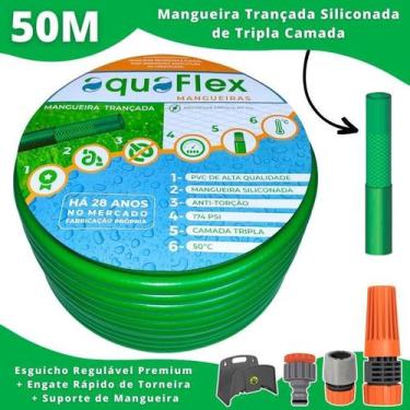Imagem de Mangueira Aquaflex Pvc Siliconado 50M - Verde  Tramontina