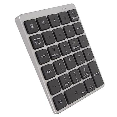 Imagem de TOPINCN Mini teclado numérico, teclado numérico com fio de 28 teclas, liga de alumínio nítida fina para computador (cinza preto)