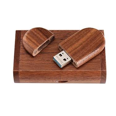 Imagem de Pen Drive USB 3.0 de madeira, 64 GB, armazenamento de dados, pendrive, pendrive com caixa de madeira (marrom)