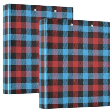 Imagem de Fichários de caderno xadrez xadrez vermelho azul de Natal fichários de caderno de 3,5 cm com capa de bolso, 1/2 pacote de fichários, material escolar, 200 folhas