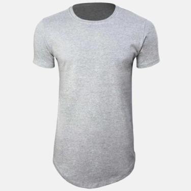 Imagem de Camiseta Line Cinza Mescla Lisa Sem Estampa T-Shirt Tee Long - No Sens