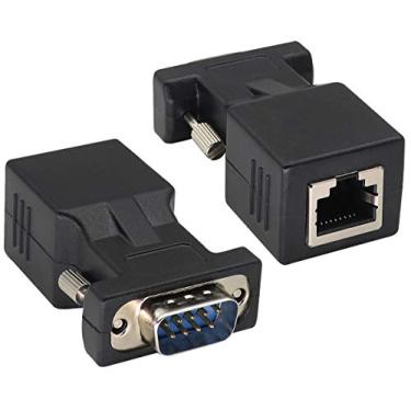 Imagem de Adaptador AOTOKK RJ45 para DB9 RS232 9 pinos porta serial RS232 macho para RJ45 fêmea CAT5 CAT6 Ethernet LAN Extend Converter, adaptador extensor de acoplador de porta serial de rede para DB9 (pacote