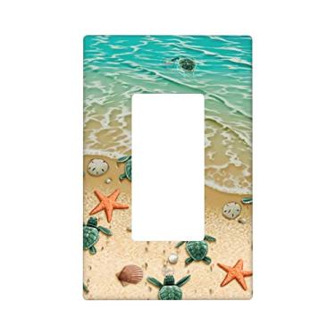 Imagem de Bimrahy Beach Turtle 1 Gang Decorator Outlet Cover Placa de parede durável Tamanho padrão 7 x 10 cm para vários locais, wlpt01