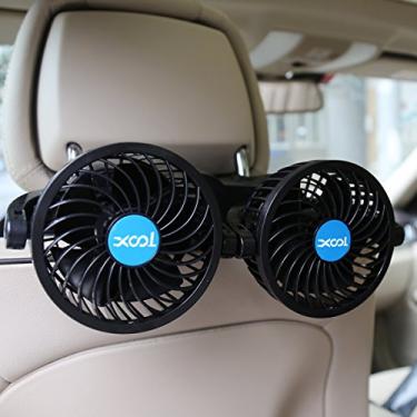 Imagem de XOOL Ventoinhas de carro elétrico para assento traseiro, ventiladores portáteis de passageiros, encosto de cabeça giratório de 360 graus, ventilador de carro do banco traseiro de 12 V com regulação de