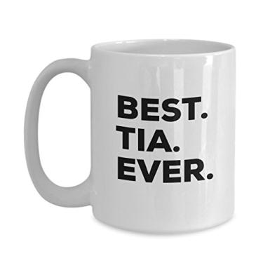 Imagem de Tia Mug – Melhor Tia Ever – Tia Gifts – Presente engraçado – Para uma ideia de presente – Adicionar ao conjunto de caixas de presente – de Natal (425 g, tia)