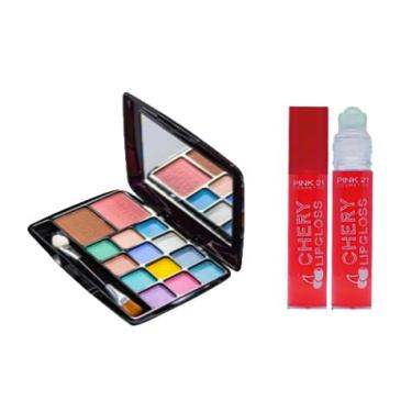 Imagem de Maquiagem Feminina, Paleta de Sombras 12 cores, 2 blush, Espeljo Pincel e Brilho Labial, Maquiagem Juvenil, Adolescentes, Infantil, Adultos.