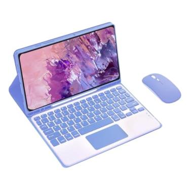 Imagem de Teclado Para Samsung Tab S7 Plus/S7 fe/S8 Plus-12.4in.com Capas+Mouse (Cinza Lavanda, Teclado de toque)