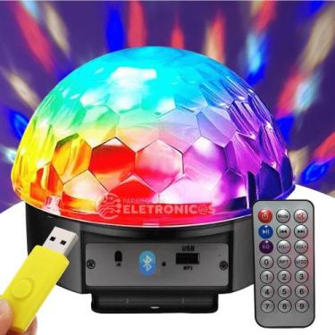 Imagem de Globo Bola Mágica Luz Led de Festa Rgb Com Alto Falante Bluetooth Proj