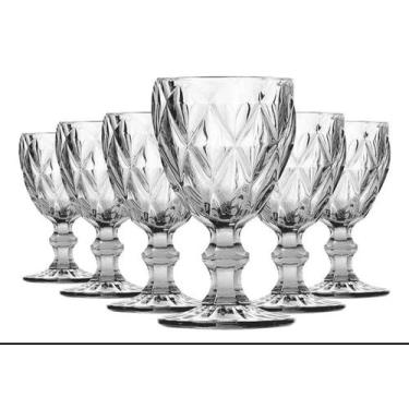 Imagem de Jogo De Taças Diamante De Vidro 6 Peças 340 ml Transparente - ORIGINAL