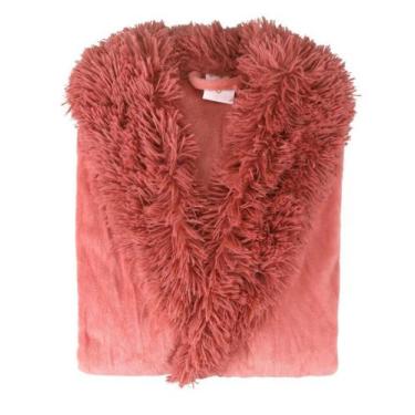 Imagem de Roupão Microfibra Gola Pelos Kids Blush Rosa 9 a 12 anos - Atlântica