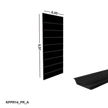 Imagem de Painel Canaletado Preto em Mdf 0,91 x 0,45m com Perfil Pvc Preto - LM 