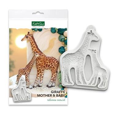 Imagem de Katy Sue Molde de silicone para mãe e bebê girafa para decoração e artesanato de bolos. Um molde de girafa animal para usar com fondant, pasta de goma, pasta de açúcar e argila seca ao ar da Katy Sue