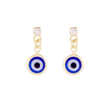 Imagem de Brinco Olho Grego 6mm - Sunshine Cristais, Dourado