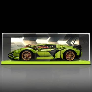 Imagem de Vaodest Caixa de Exibição Acrílica para Lego 42115 Lamborghini Sián FKP 37, 3MM HD à Prova de Poeira, Transparente, Verde, Retangular, Mesa